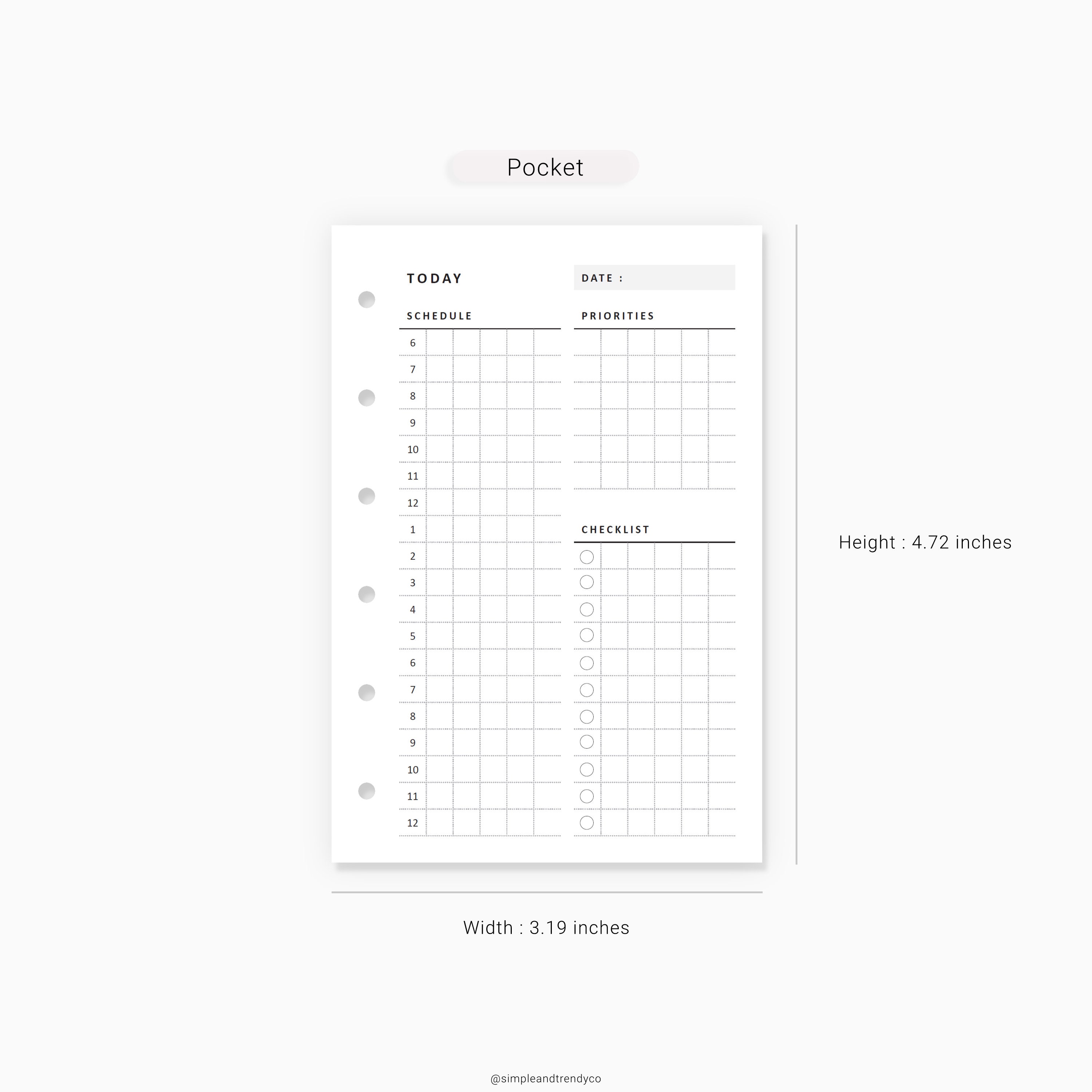 Daily Planner Printable Pocket Size Daily Planners and Etsy