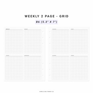 Week on 2 Two Pages B6 Inserts Weekly Agenda Vertical Weekly - Etsy