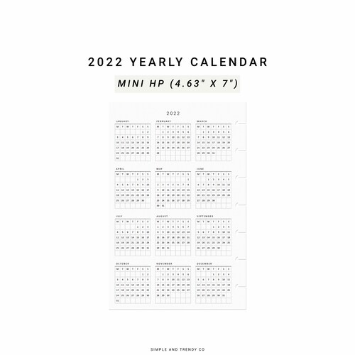 Happy Planner Mini Calendar Printable 2022 Calendar Sunday Etsy