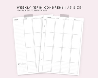 Weekly Planner Erin Condren Inserts Undated Printable Happy | Etsy