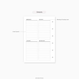 Week on 2 Two Pages Pocket size Weekly Agenda Vertical Weekly | Etsy