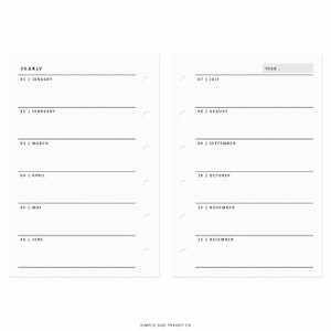 Yearly Planner Pocket Size, Year at a Glance, Printable Yearly Overview ...