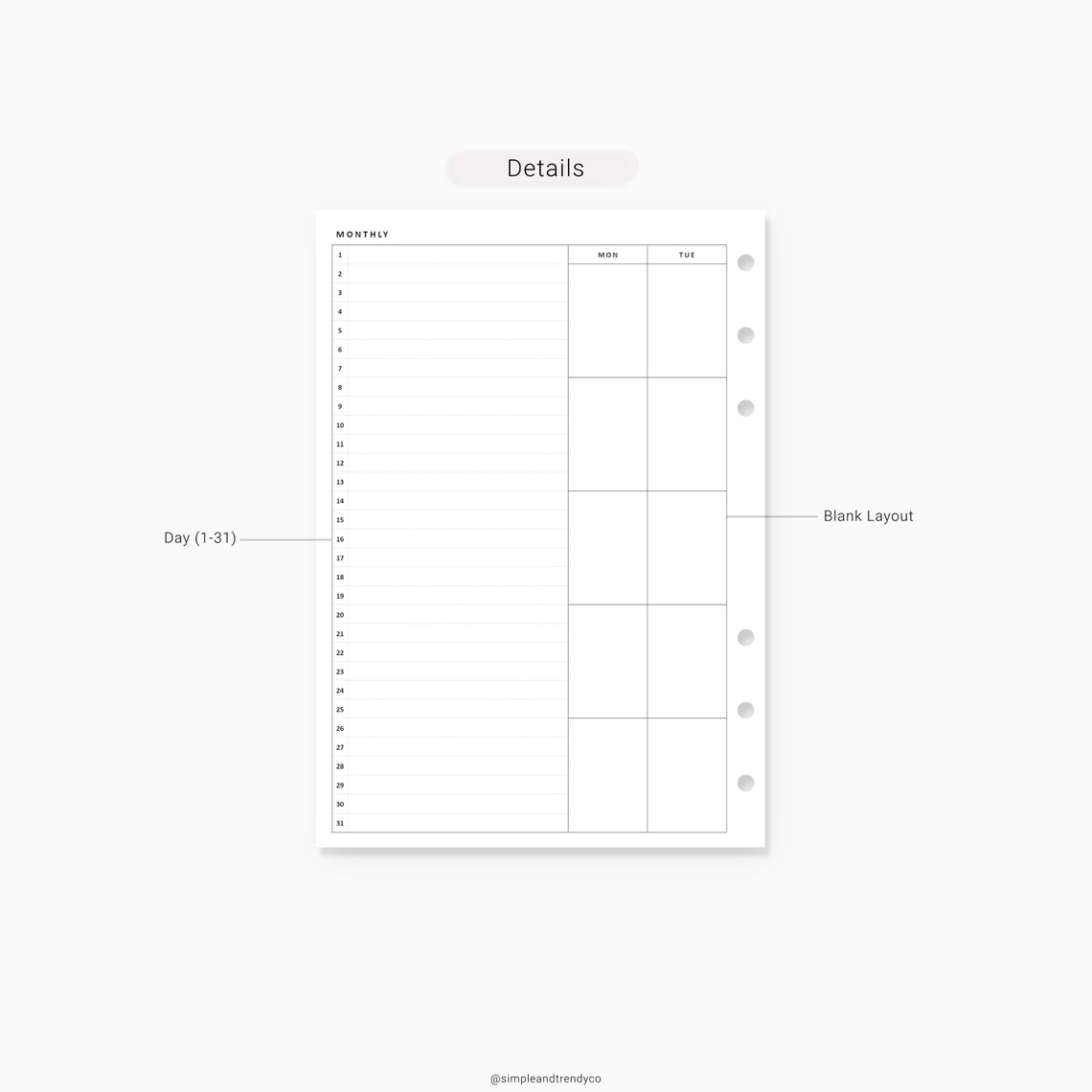 Monthly Planner Printable A5 Planner Inserts Monthly List | Etsy
