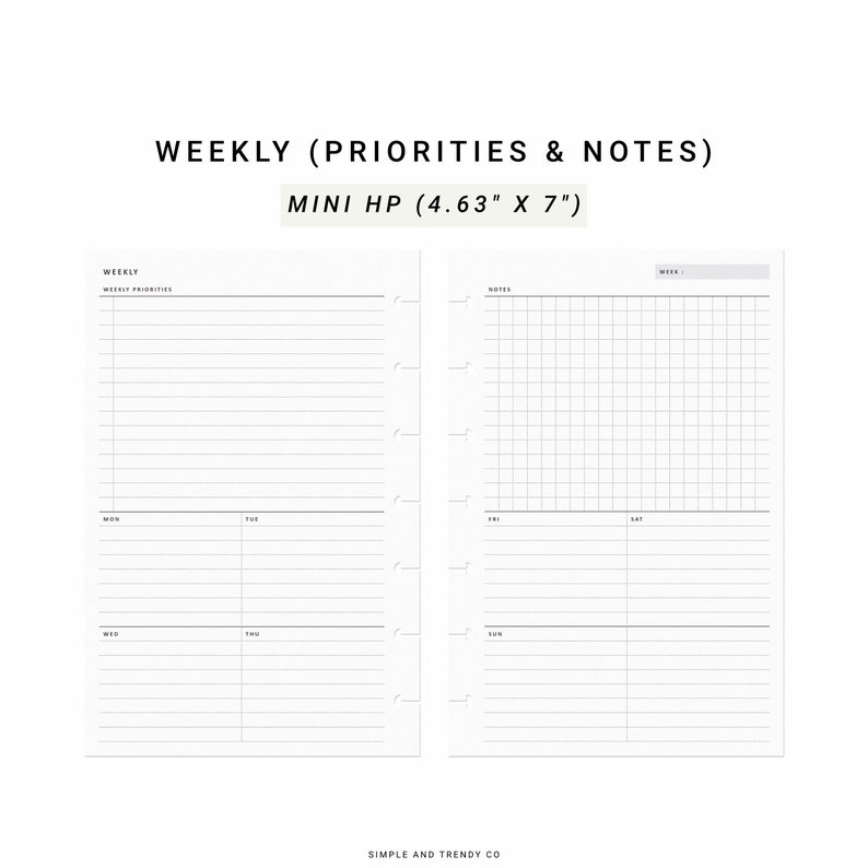 Weekly Planner Happy Planner Mini Weekly Agenda WO2P Etsy