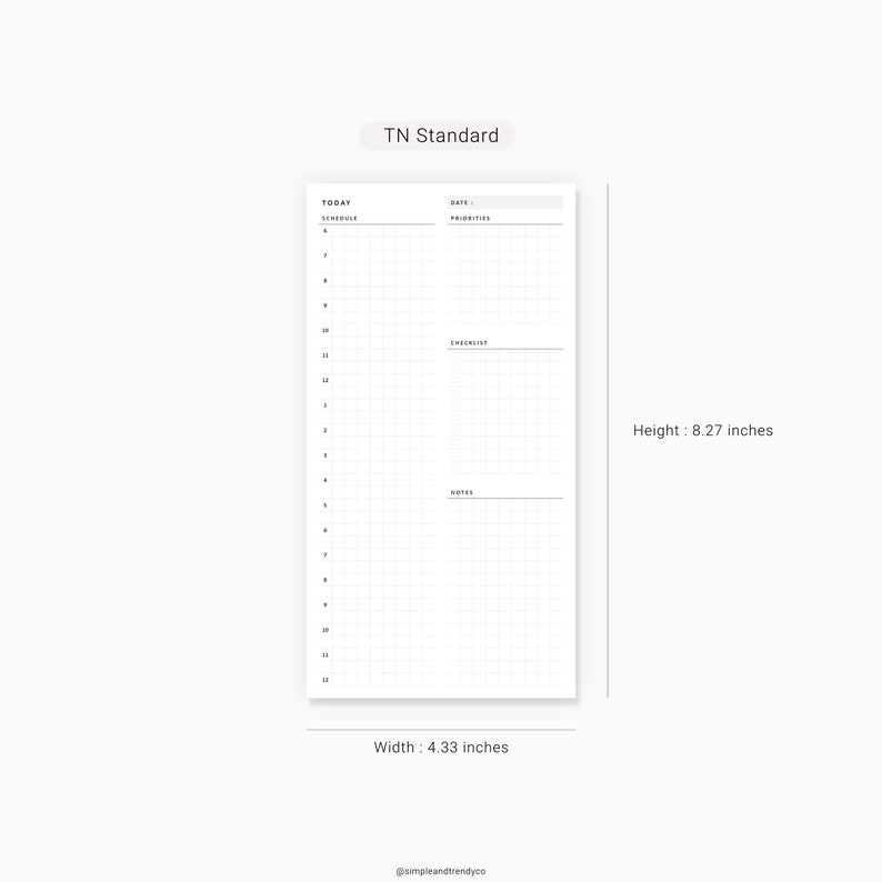 Daily Planner Printable TN Standard Daily Organizers Daily | Etsy