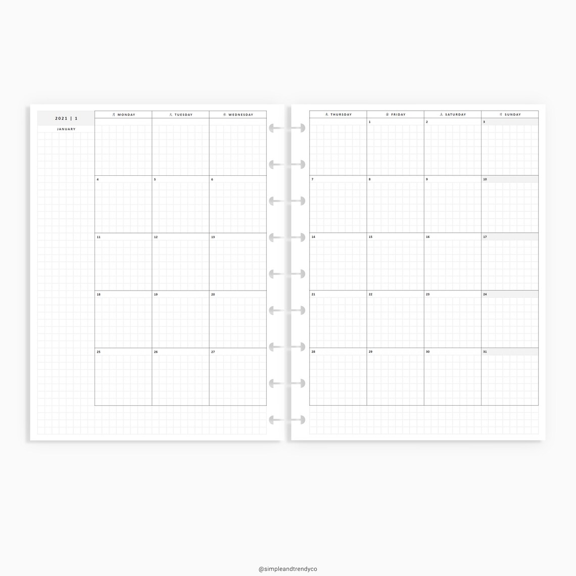 Hobonichi Planner 2021 Printable Happy Planner Classic Etsy