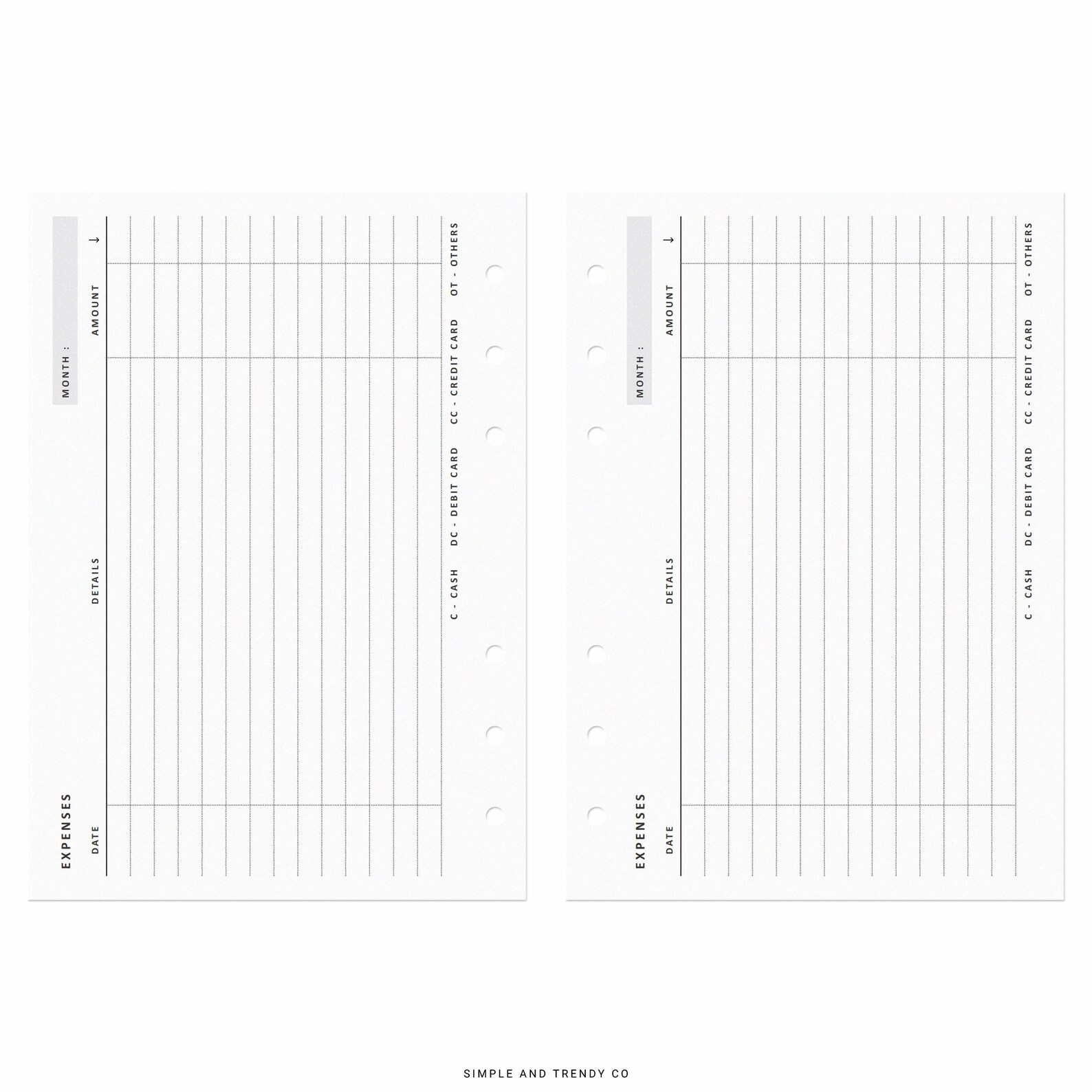 Expense Tracker Horizontal A6 Inserts Printable Personal - Etsy