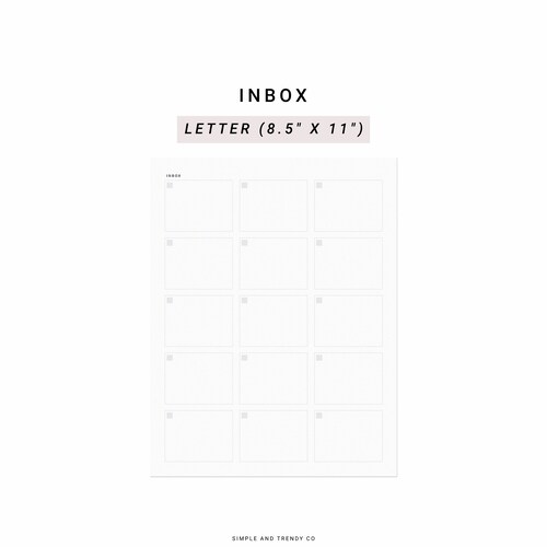 Printable Inbox US Letter Size Inbox Insert Inbox Tracker - Etsy