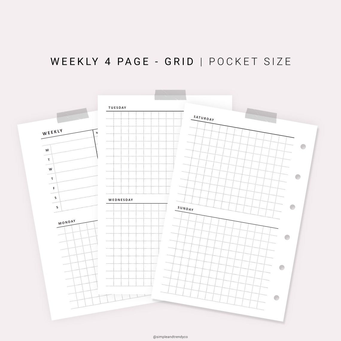 Undated Weekly Planner Printable Pocket Size Weekly Schedule | Etsy