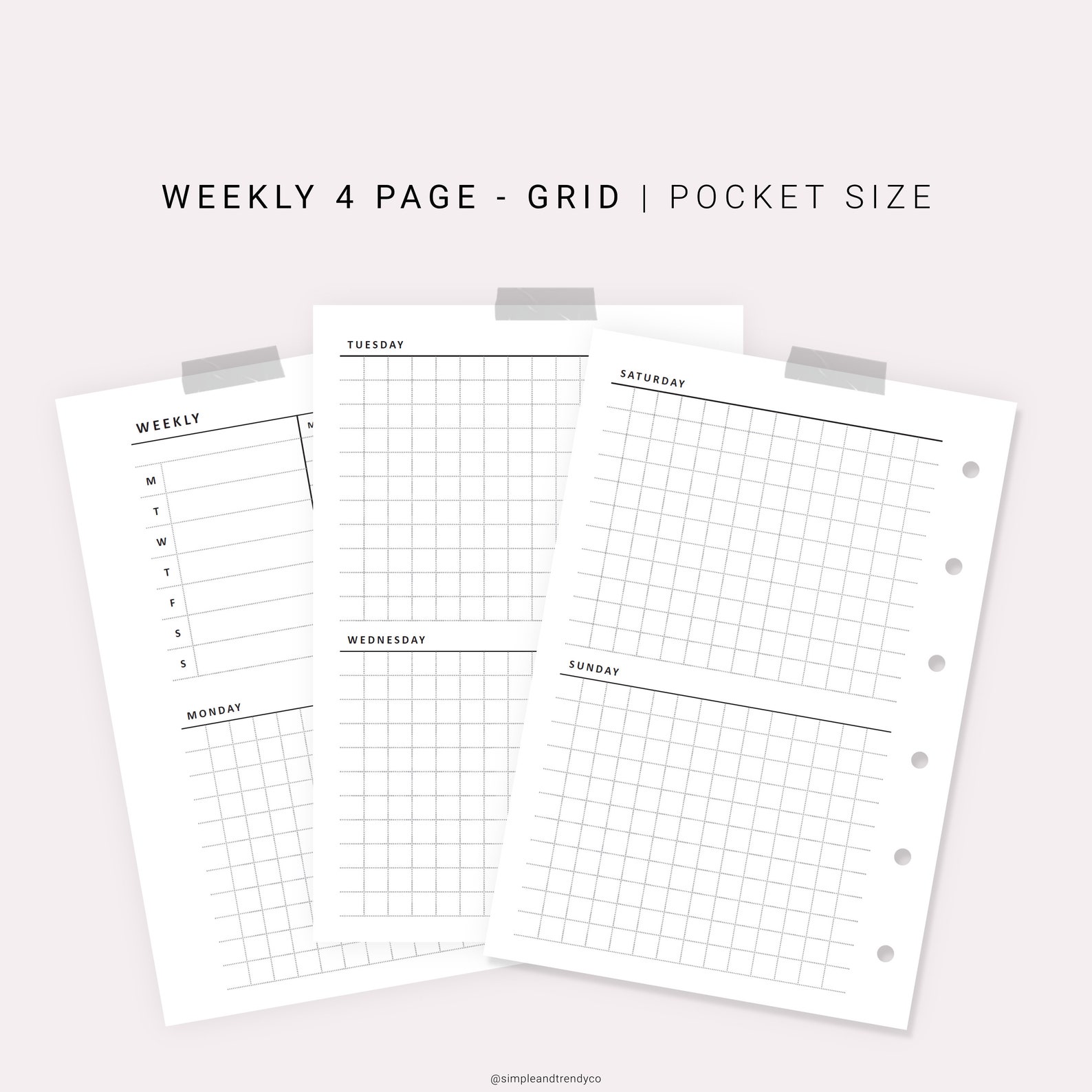 Undated Weekly Planner Printable Pocket Size Weekly Schedule | Etsy