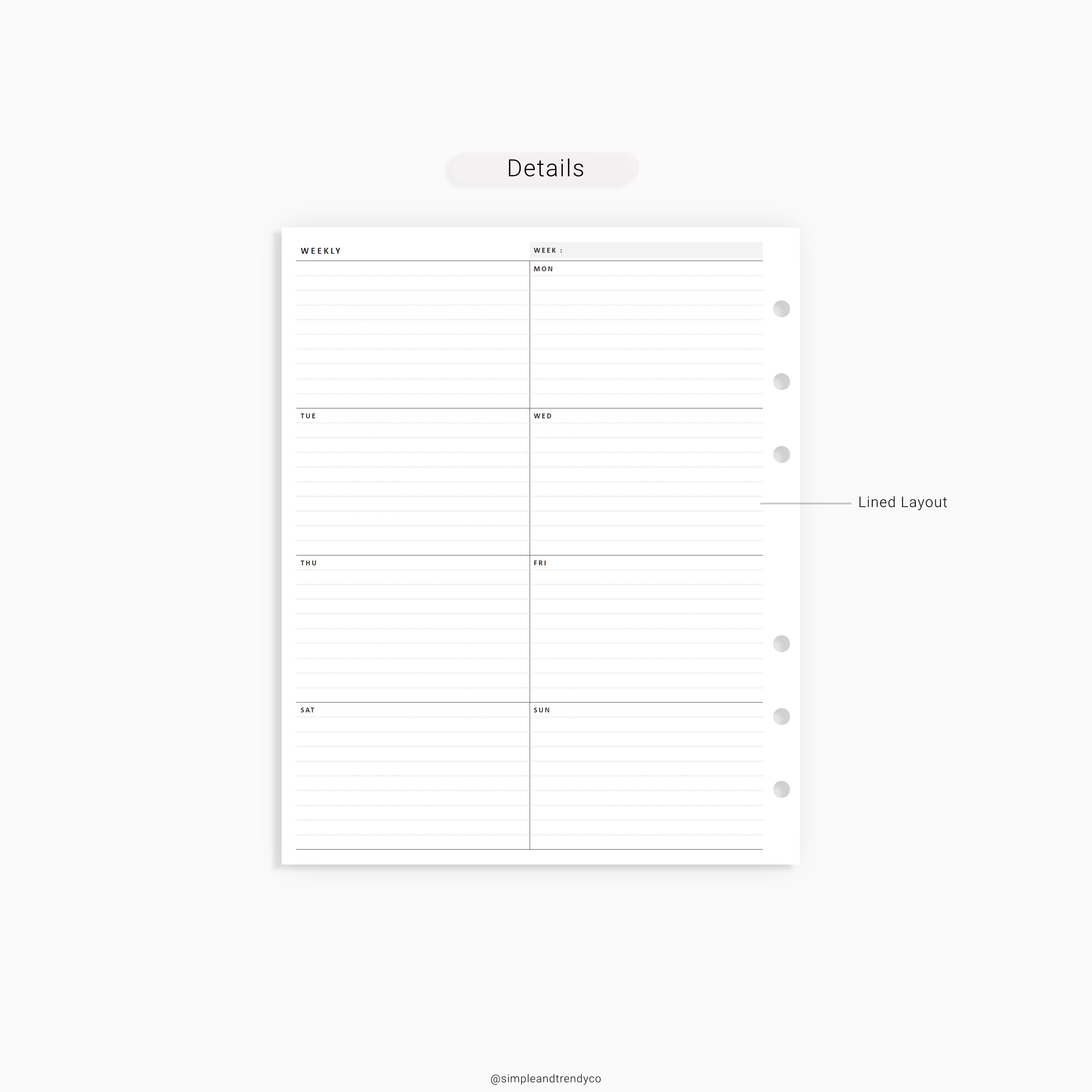 Vertical Weekly Planner Weekly Planner A5 Undated Weekly Hourly