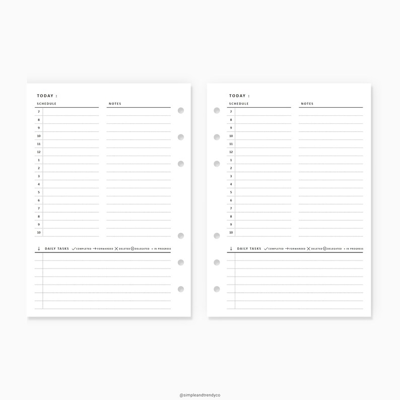 Daily Planner A6 Inserts Printable Undated Day Planner Etsy