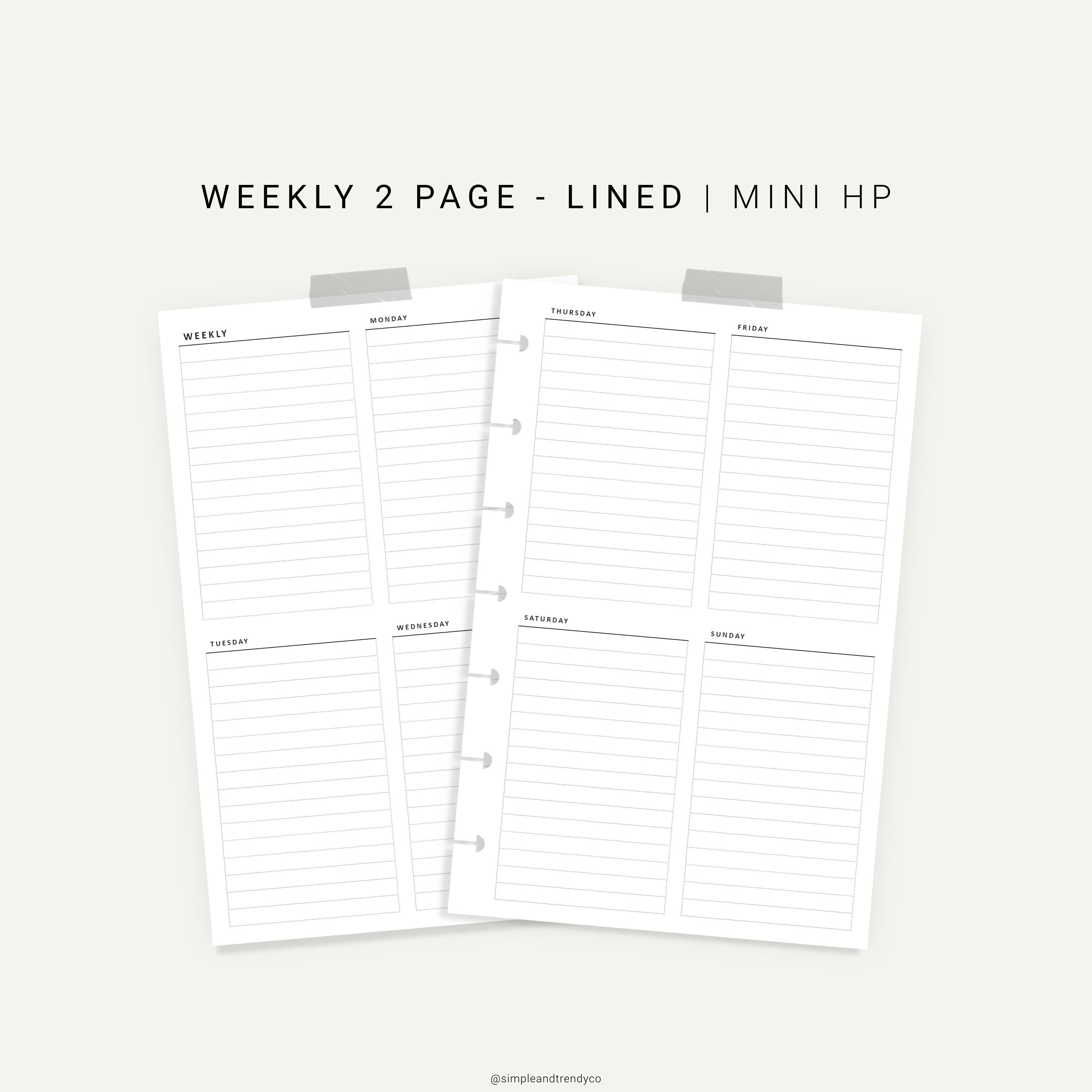 Week on 2 Two Pages Happy Planner Mini Weekly Agenda Vertical Etsy