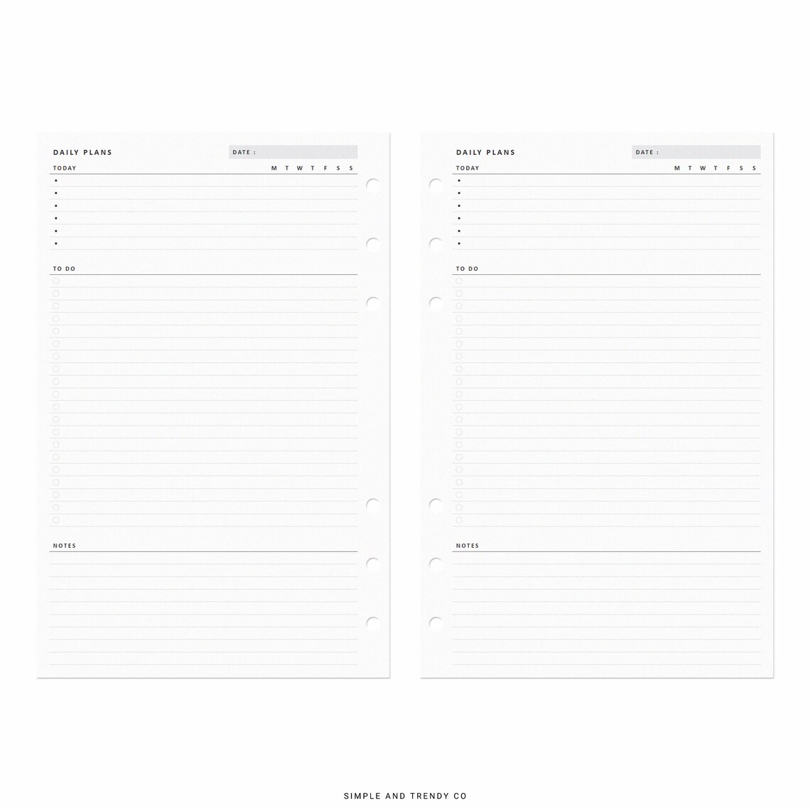Daily Planner Printable Half Size Half Letter Inserts Daily - Etsy