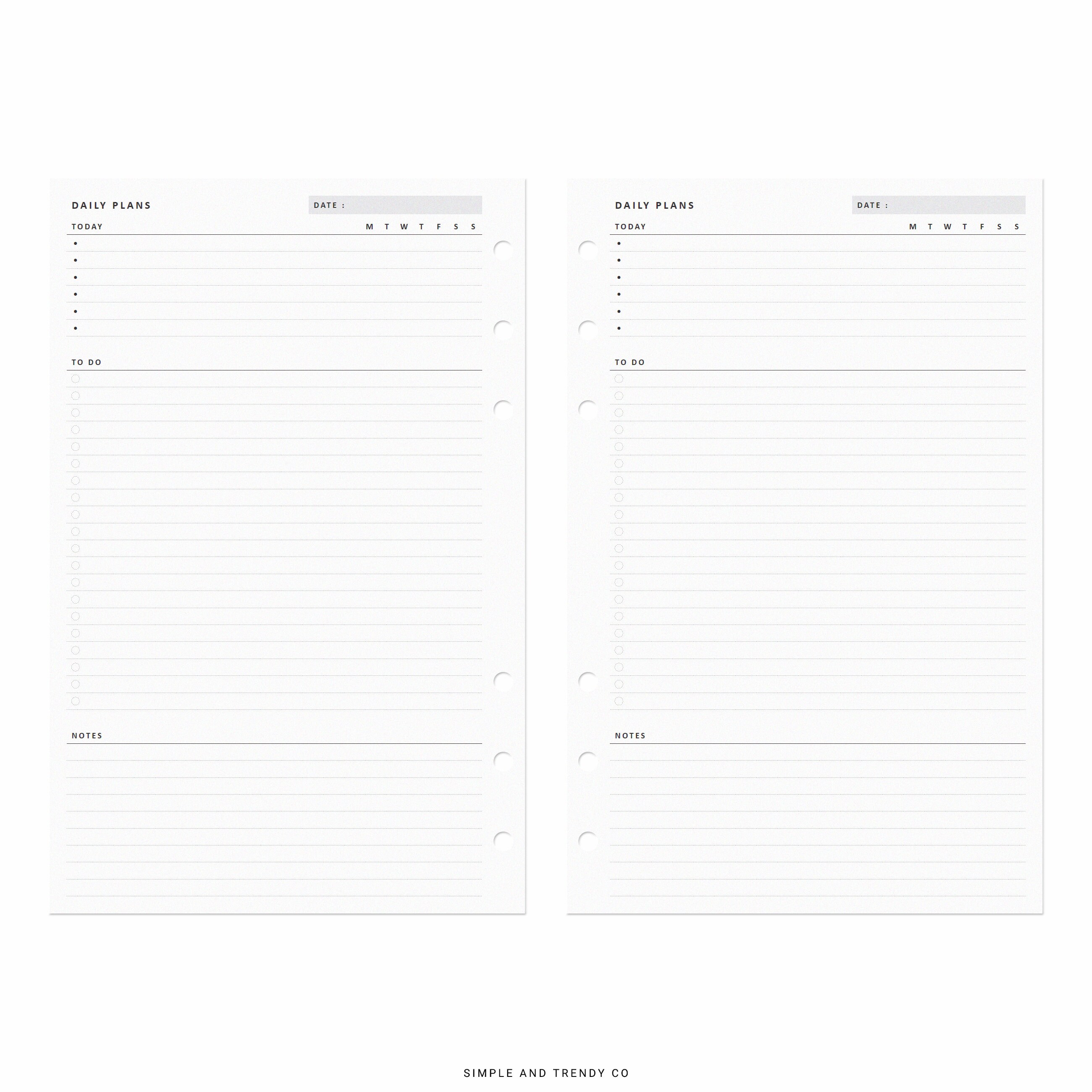 Daily Planner Printable Half Size Half Letter Inserts Daily - Etsy