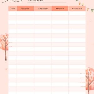 Monthly Bills Budget Digital Download