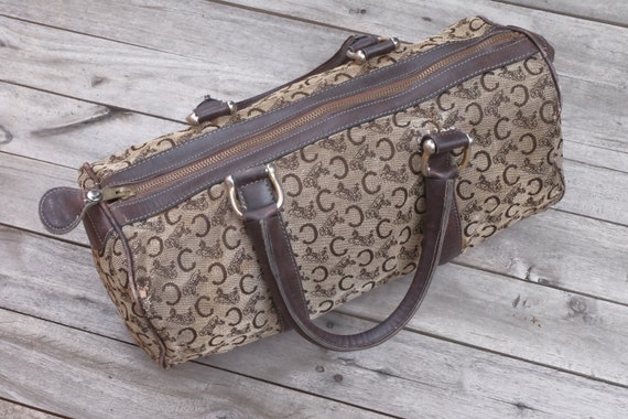 Vintage Celine Canvas Bag Leather 1980s