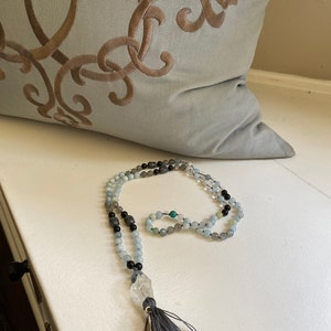 Mala (6mm beads, with charm) - Intuition, Communication, Balance