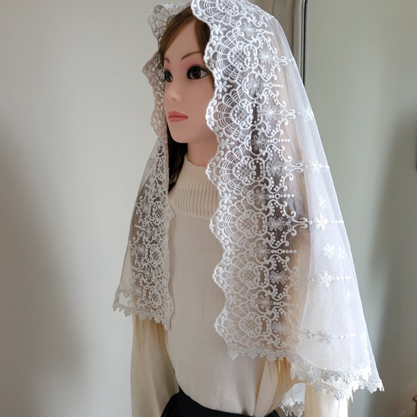 Alleluia | long ivory white chapel veil | Easter Collection | Veiled in Dignity