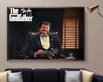 Godfather portrait custom painting from photo for dad, Personalized portrait fabric wall art special designed gift