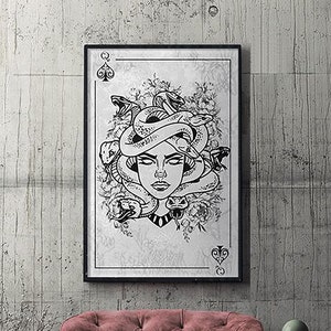 Baralho Rainha de Espadas Medusa Mitologia Grega