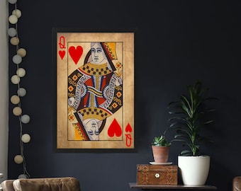 Queen of Hearts, Framed Wall Art For Living Room Decor, Wall Decor, Wood Wall Art, Prints Wall Art, Wall Art, Home Decor, Housewarming Gift