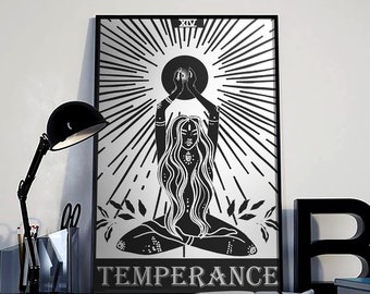 The Temperance Tarot Card, Wood Wall Art, Wall Decor, Framed Wall Art, Digital Prints, Wooden Wall Art, Housewarming Gift, Wall Art