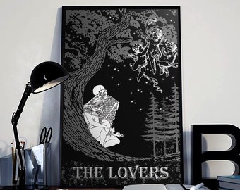 The Lovers Tarot Card, Wood Wall Art, Wall Decor, Framed Wall Art, Digital Prints, Wooden Wall Art, Housewarming Gift, Wall Art, Home Decor