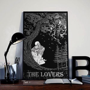 La carta dei tarocchi degli amanti, arte murale in legno, decorazioni murali, arte murale incorniciata, stampe digitali, arte murale in legno, regalo per la casa, arte murale, decorazioni per la casa