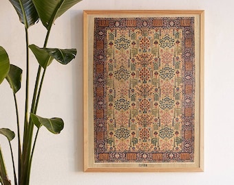 Anber, Framed Wall Art for Living Room Decor, Boho Wall Decor, Rustic Home Decor, Wood Wall Art, Vintage Wall Carpet, Housewarming Gift