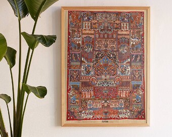 Nadia, Tapestry Hanging Persian Rug, Living Room Decor, Boho Wall Decor, Rustic Home Decor, Wood Wall Art, Digital Prints, Wall Art