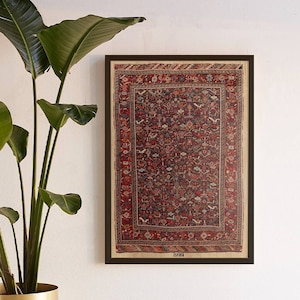 Leyan, Printed Persian Rug for Wall Decor, Boho Wall Decor, Rustic Home Decor, Wooden Wall Art, Digital Prints, Housewarming Gift, Wall Art