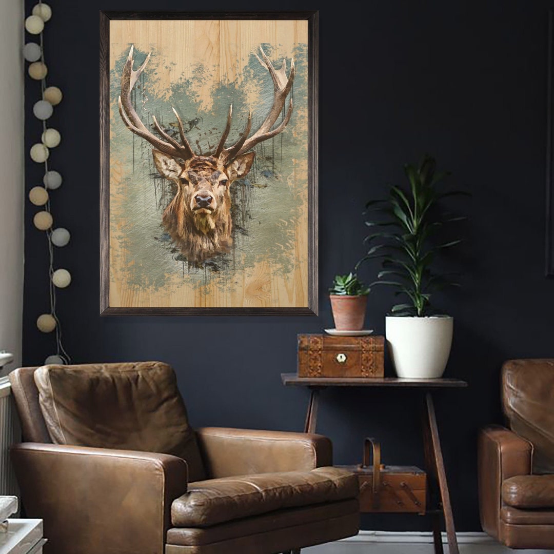 Framed Deer Wall Art Wood Wall Art Wall Decor Framed Wall Etsy