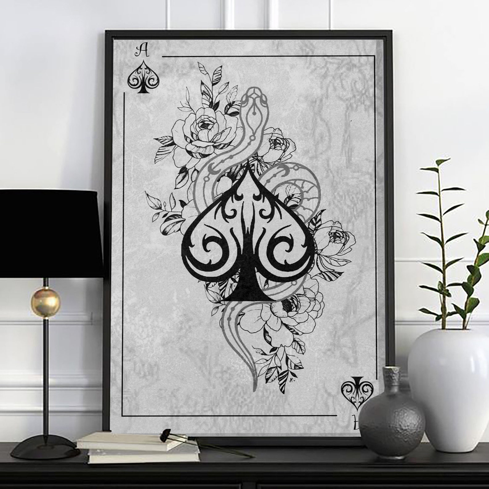Ace of Spades Greek Mythology Playing Card Wall Decor, Greek Gods Decor Gift, Rustic Wall Art