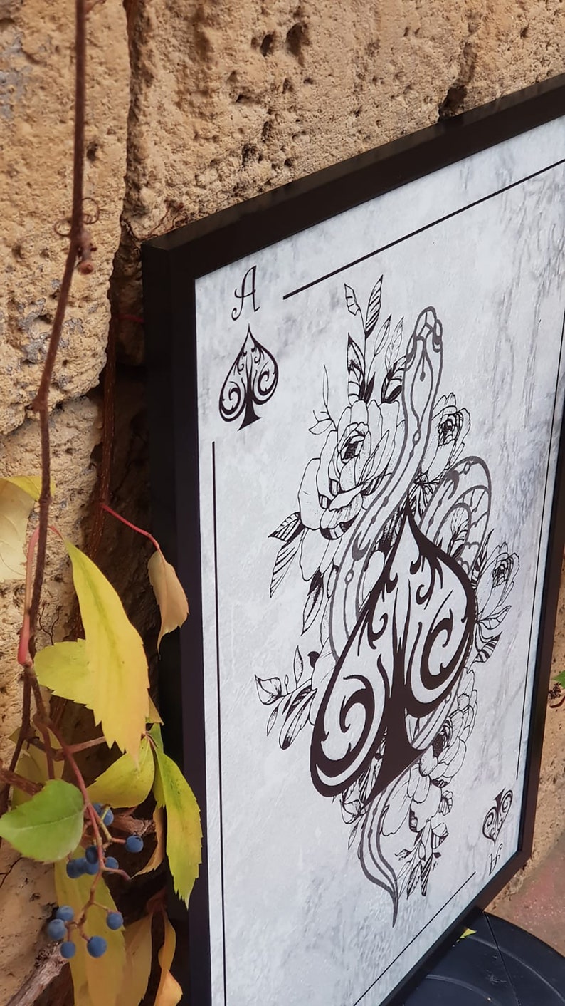 Ace of Spades Greek Mythology Playing Card Wall Decor, Greek Gods Decor Gift, Rustic Wall Art