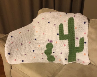 Patrón afgano de cactus de ganchillo, gráfico de cactus, patrón de manta de bebé de ganchillo, afgano de cactus, manta de cactus, manta de lunares
