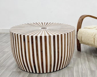 Moroccan round coffee table, wooden side table, narrow side table, end table, coffee table, Moroccan furniture, rustic coffee table for home