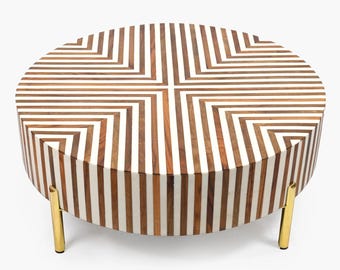 Moroccan round coffee table and wood dining table, side table, rustic coffee table, coffee table, side table for living room, moroccan decor