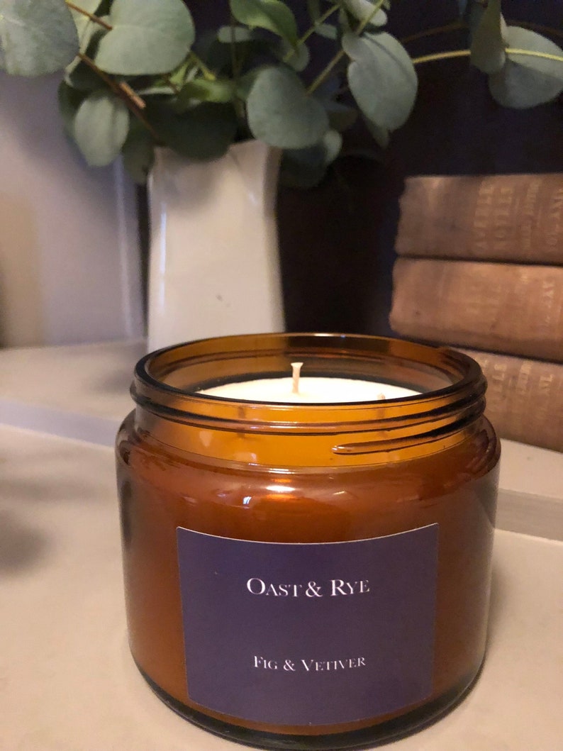 Fig & Vetiver Candle in an Amber Jar Etsy
