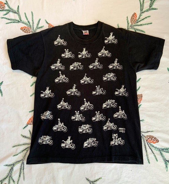 1990s FASHION VICTIM Motorcycle Skeleton T-Shirt