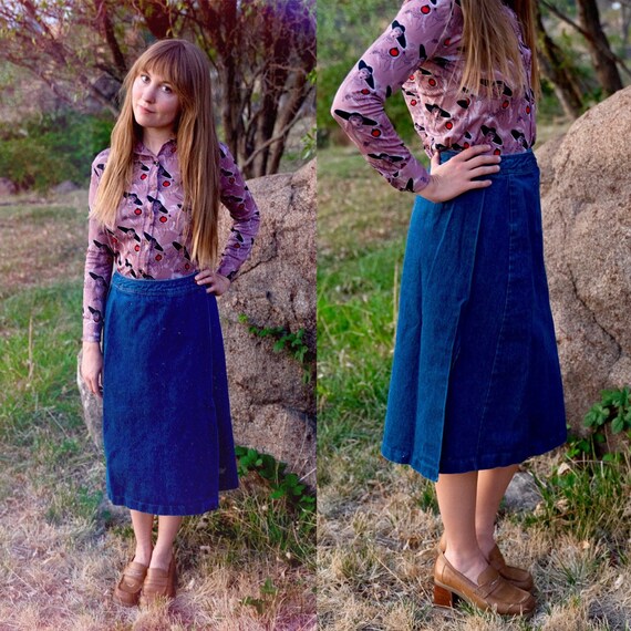 Vintage 1970s Moody’s Goose Denim Wrap Skirt