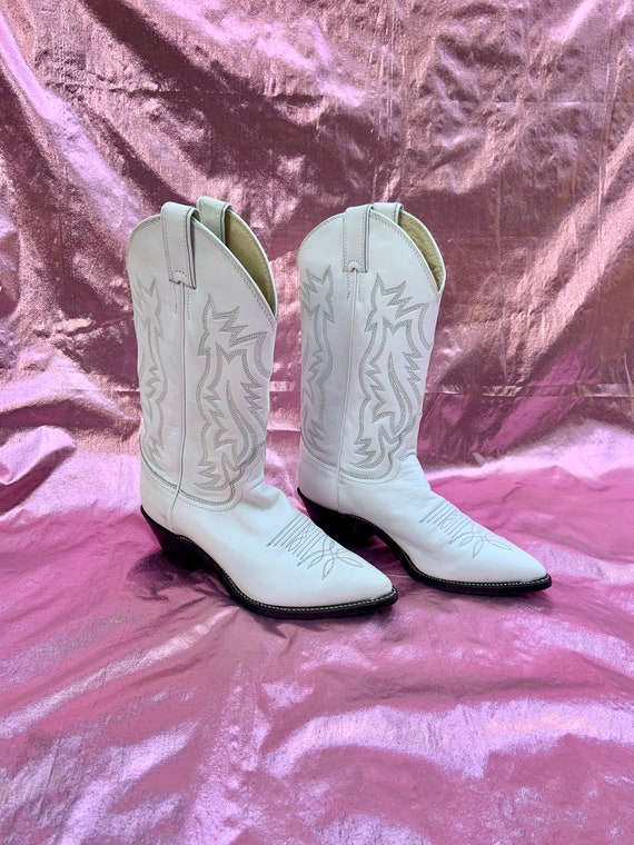 Vintage Justin White Tall Cowboy Boots