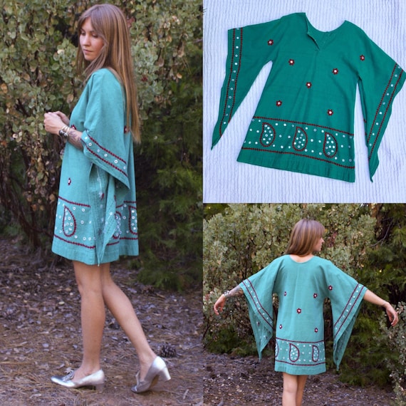 Vintage 1960s 1970s Kohinoor Embroidered Indian Co
