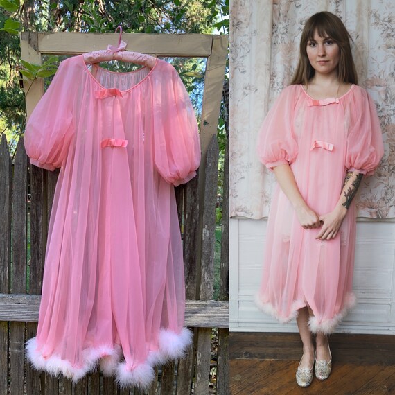 Authentic 1960 Vintage Shadowline Pink Marabou Fea