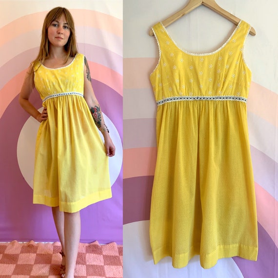1970s / 1980s Beach Party Sheer Yellow Polkadot Ey