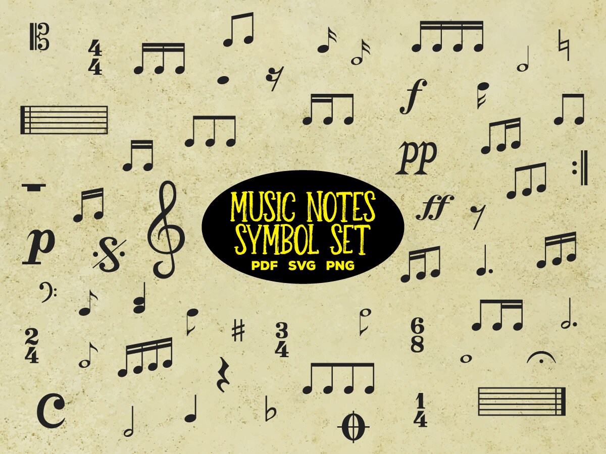 Music Notes Clipart SVG Music Sheet Symbols Printable Vector - Etsy