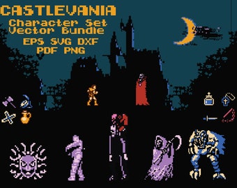 Castlevania SVG, Classic NES Game, Vector Characters, Digital Cut File for Cricut, Silhouette, Printing Cutting Machines