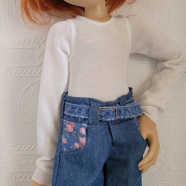 Long sleeve T-shirt body suit. Made to order for most size dolls from 8 inches to 22 inches. Many colors to choose from.