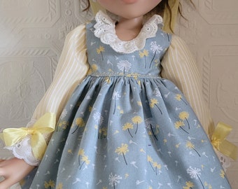 Fancy Ruffles Dress Ensemble. Lots of eyelet lace. Made to order for many doll sizes.