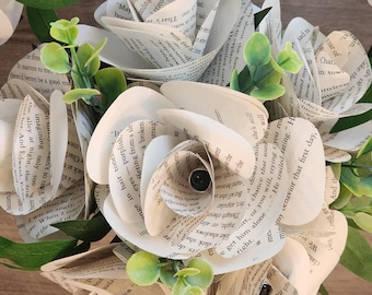 Wedding Book Page Bridal Bouquet, Paper Rose Bridal Clutch, Literary Wedding Flowers, Book Page Flower Bouquet, Handmade Wedding Bouquet